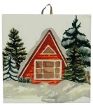 OBRAZEK KAFELEK - ZAŚNIEŻONA WIOSKA - CHATA
